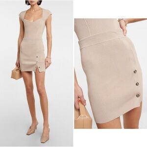 New! Jonathan Simkhai Dorothy Ribbed-Knit Beige Buttoned Mini Skirt 🤍 Medium
